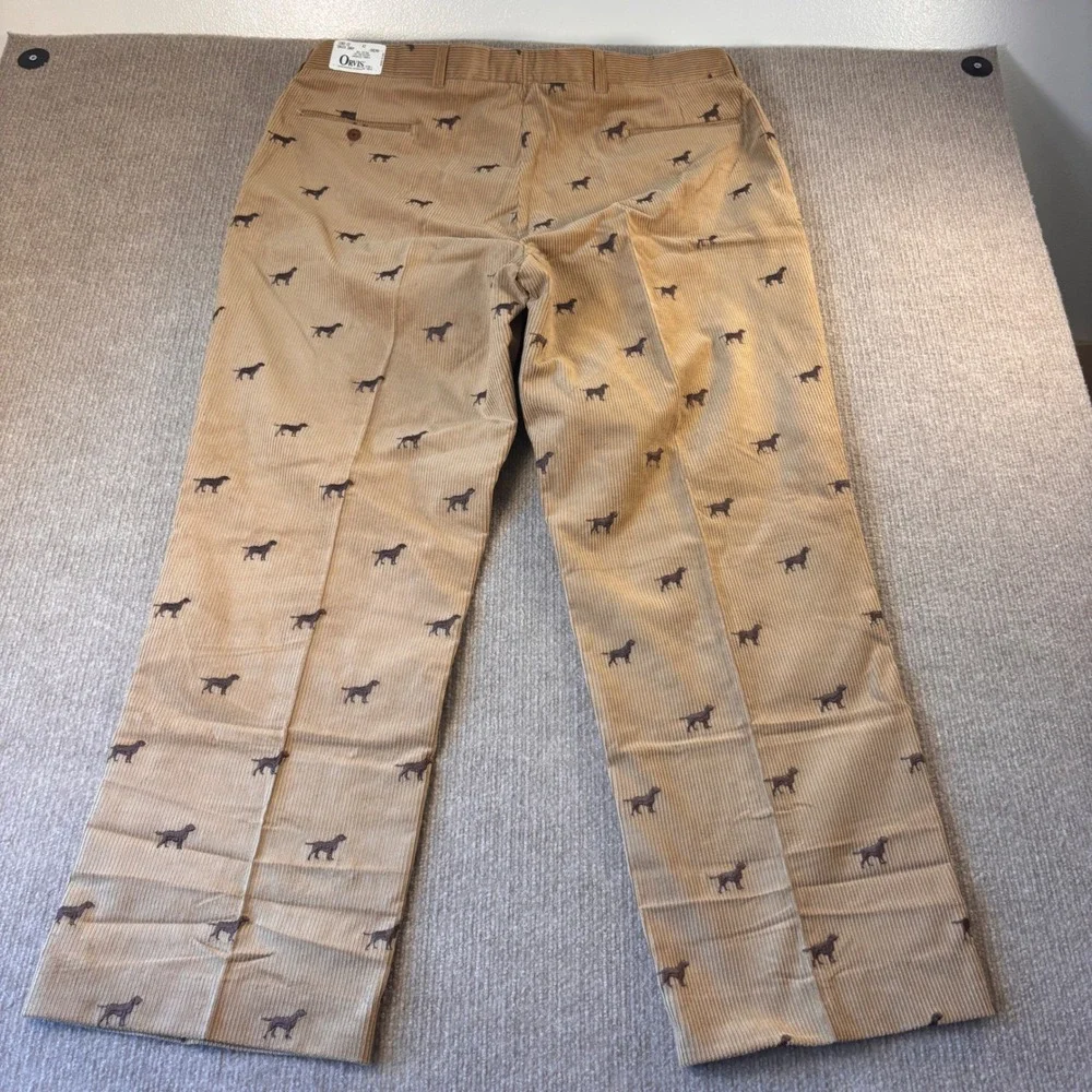 VTG 90s Orvis Brown Dog AOP Corduroy Pants Made in USA Men's Size 42x30 NWT